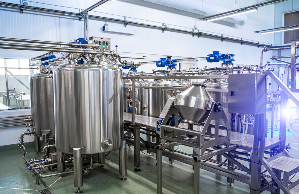 multiple stainless steel tanks in lab