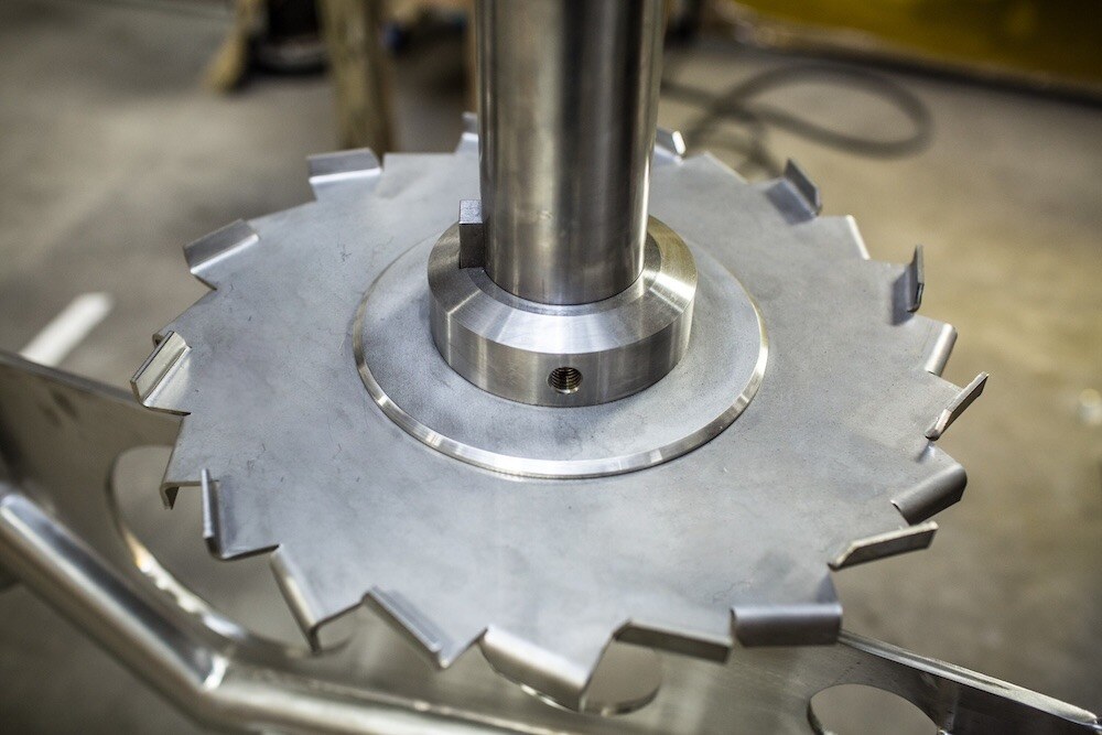 high shear mixer part up close